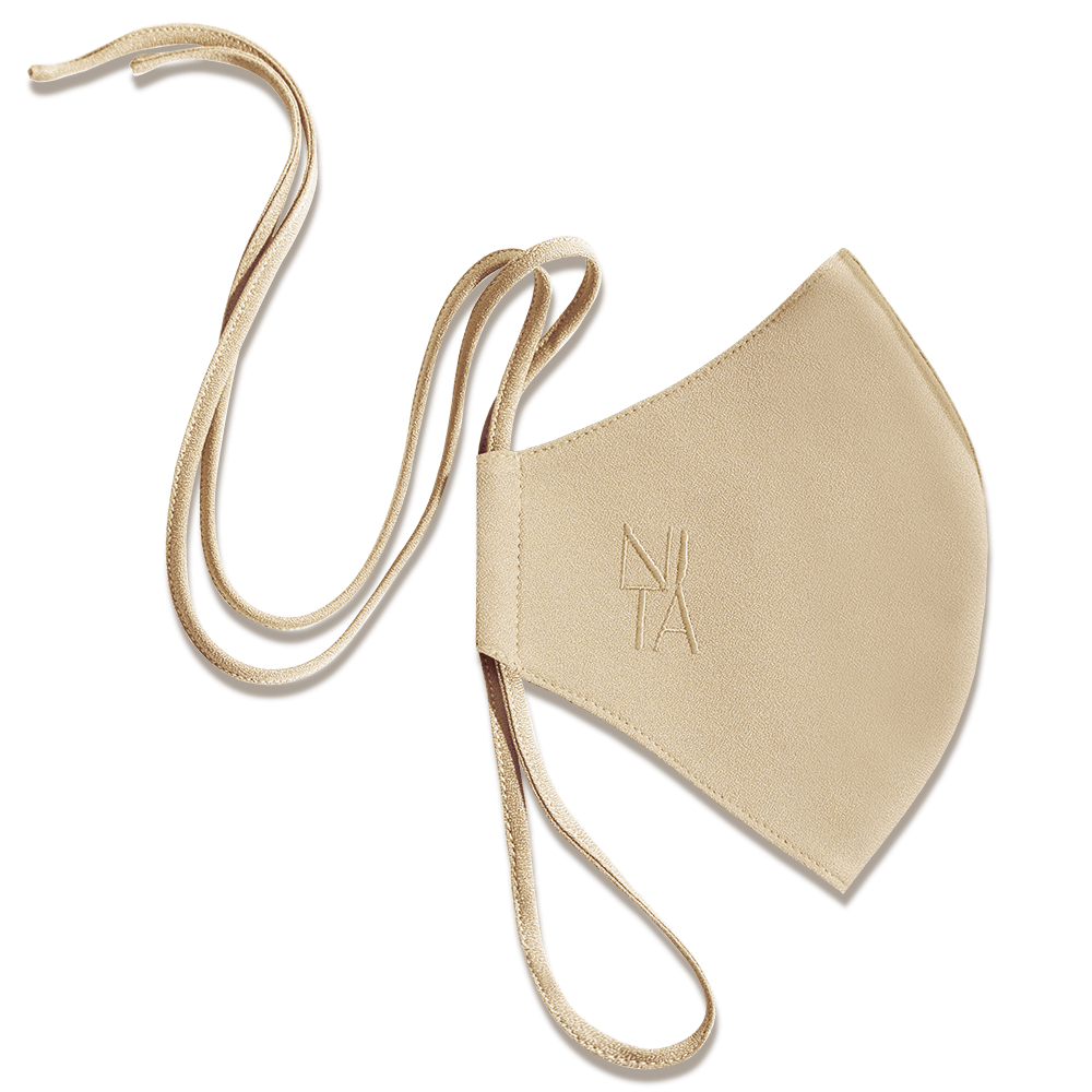 Foundation Face Mask with String Extension in Oatmeal 
